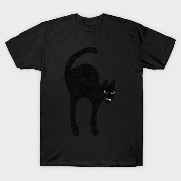 Felt Look Spooky Halloween Cat With Fangs | Cherie's Art(c)2021 T-Shirt by CheriesArt